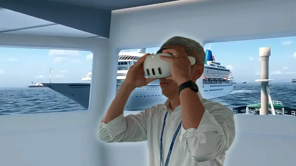 VR型操船シミュレータ作業イメージ